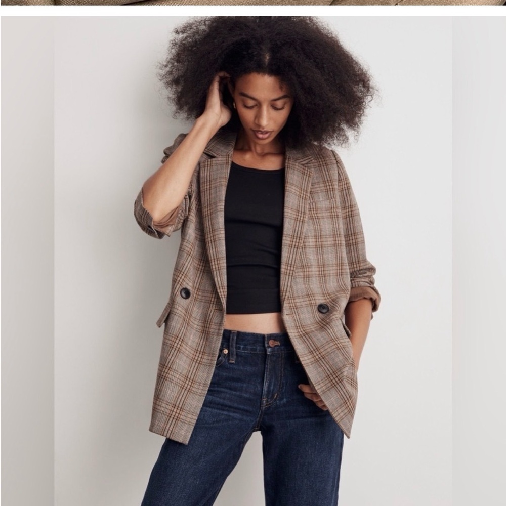 Madewell (Holiday 2022) Caldwell Double-Breasted Blazer in Wardlow Plaid Large